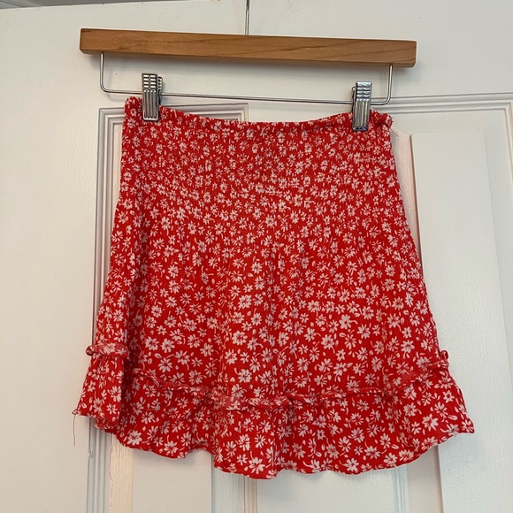 Aqua Smocked Floral Ruffle Mini Skirt - Picture 2 of 3